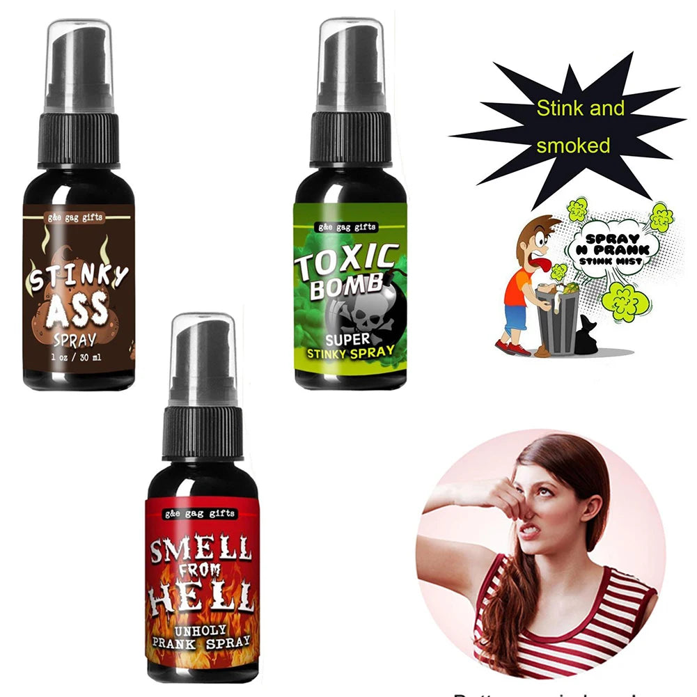 NEW 3PCS Set Novelties Liquid Fart Gag Prank Joke Spray Can Stink Bomb Smelly Stinky Gas Highly Concentrated Family Entertainment