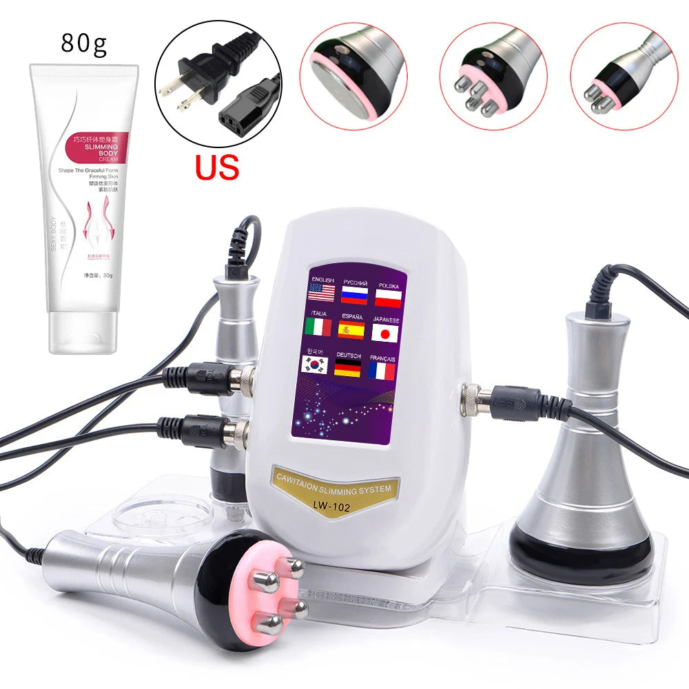 NEW Arrivals 40K Ultrasonic UK Plug with Stand Cavitation Body Facial Radiofrequency Massage Weight Loss Machine Body Shaping Slimming Fat Burn Set Body Care Accessories Health Care Supplies