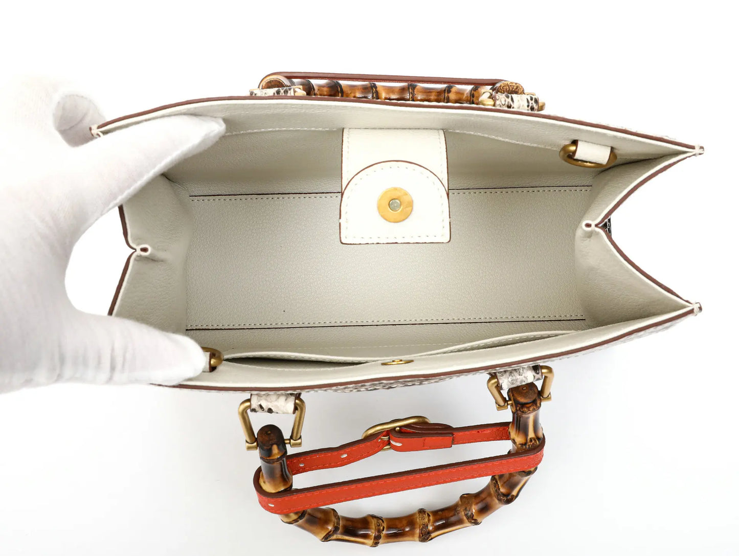 Luxury Python Skin Women's Shoulder Crossbody Bag Genuine Leather Lady Handbag Fashion Large Capacity Bamboo Joint Bag