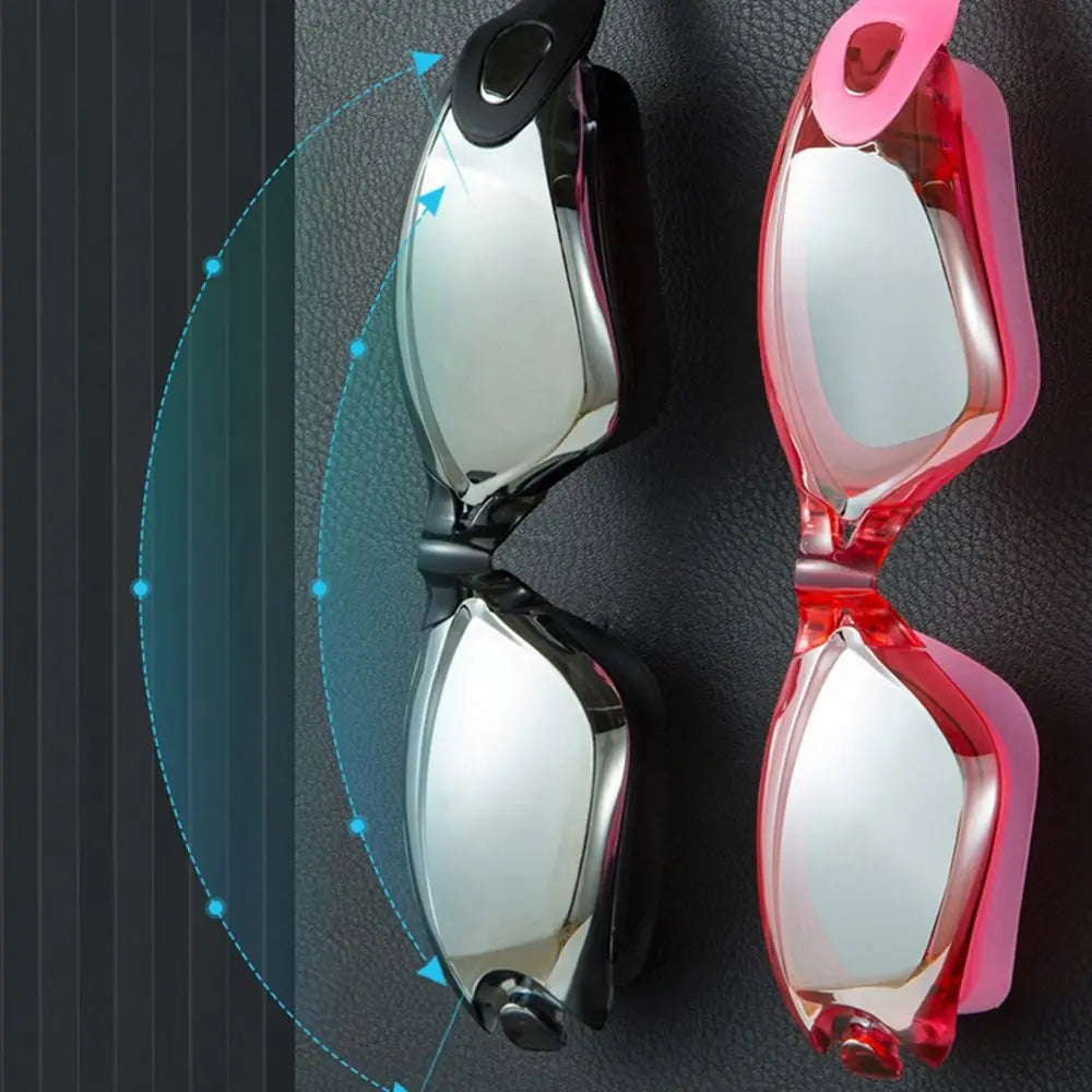 NEW 4 PCS Set Anti-Fog Adult Myopia/ Transparent/ Electroplated Professional Swimming Goggles Set with Nose Clip, and Ear Plugs Adjustable Silicone Swim Cap Waterproof Ultralight