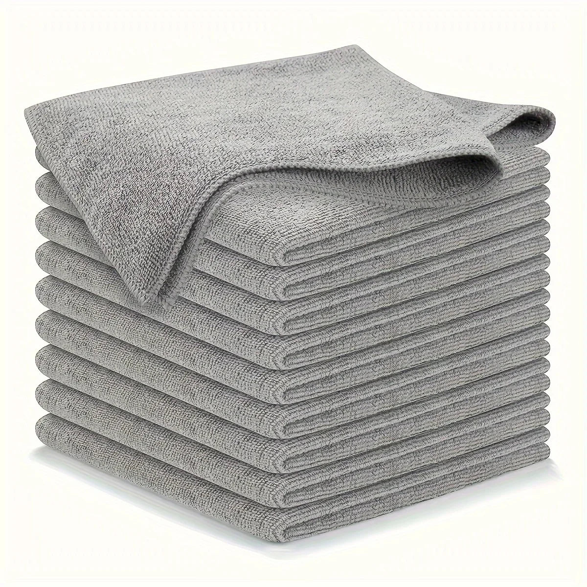 NEW 10PCS Set Ultra-fine Fiber Kitchen Towels, Absorbent Cleaning Cloths, Soft & Stain-Removing, Light Gray