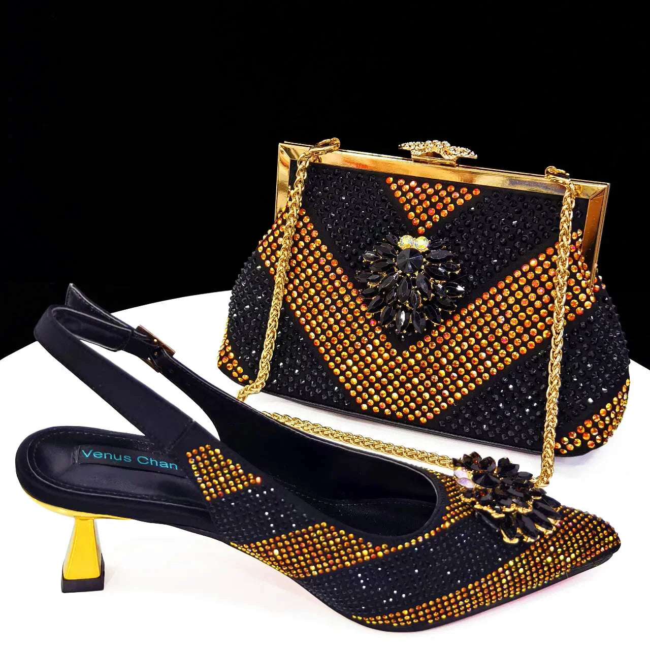 NEW Arrivals 8 Colors Italian Design Rhinestone Luxury Wine Colour Pointed Toe Shoe & Bag Matching Set Women's High Heels Night Club Business Dinner Evening Wedding Birthday Party Ladies Luxury Fashion Apparel Accessories Set