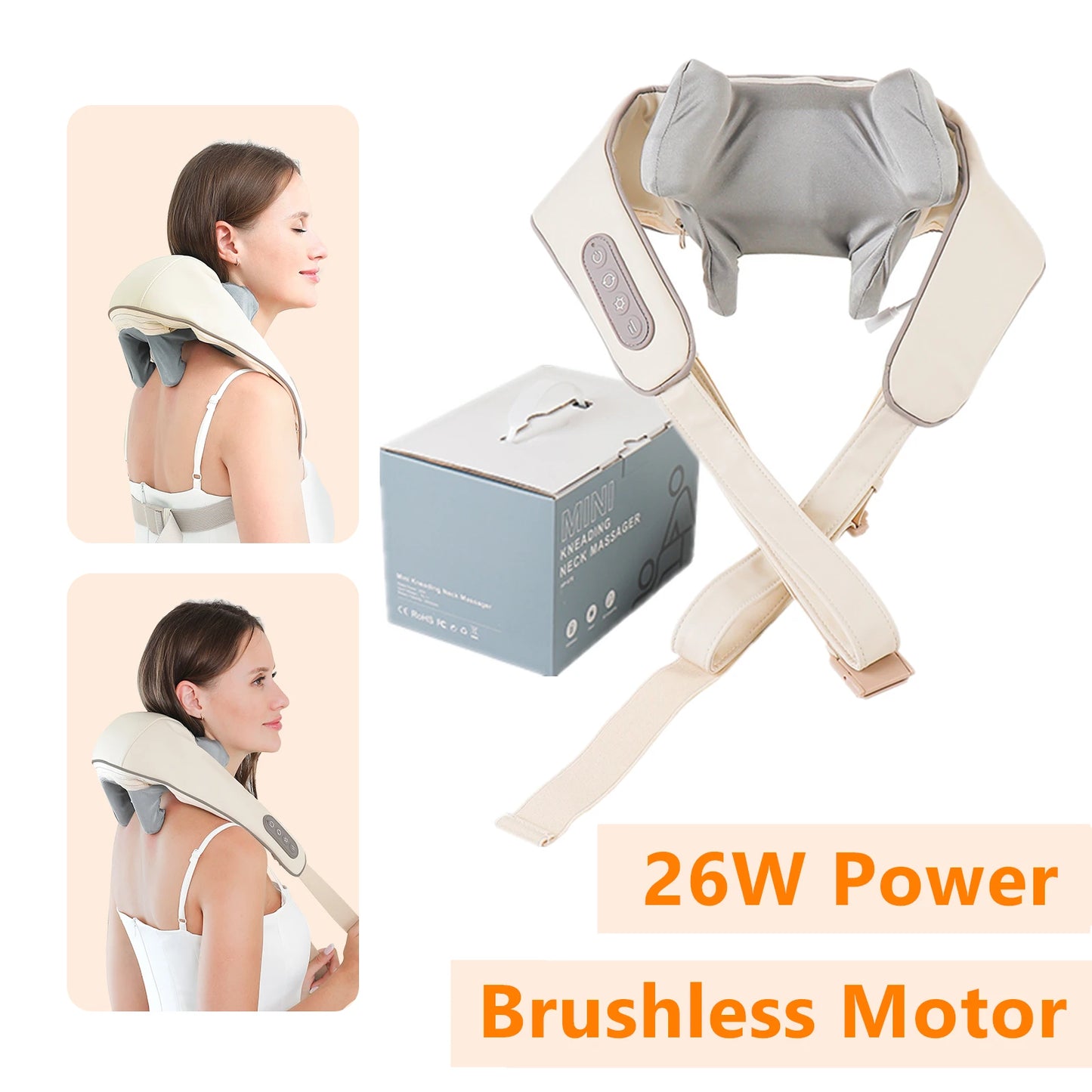 NEW Arrivals 20-26W Neck And Shoulder Massager Wireless Shoulder And Back Kneading Massage Shawl Trapezius Neck Cervical Massager Home Office Massage Relaxation Accessories Health Care Supplies