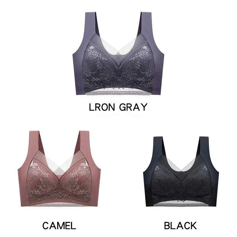 NEW Arrivals 3PCS Set 6 Colors/Patterns L-6XL(115KG) Women's Push Up Bralette Wireless Bras - 5cm Natural Lift, Seamless Lace Plus Size No Underwire Comfort