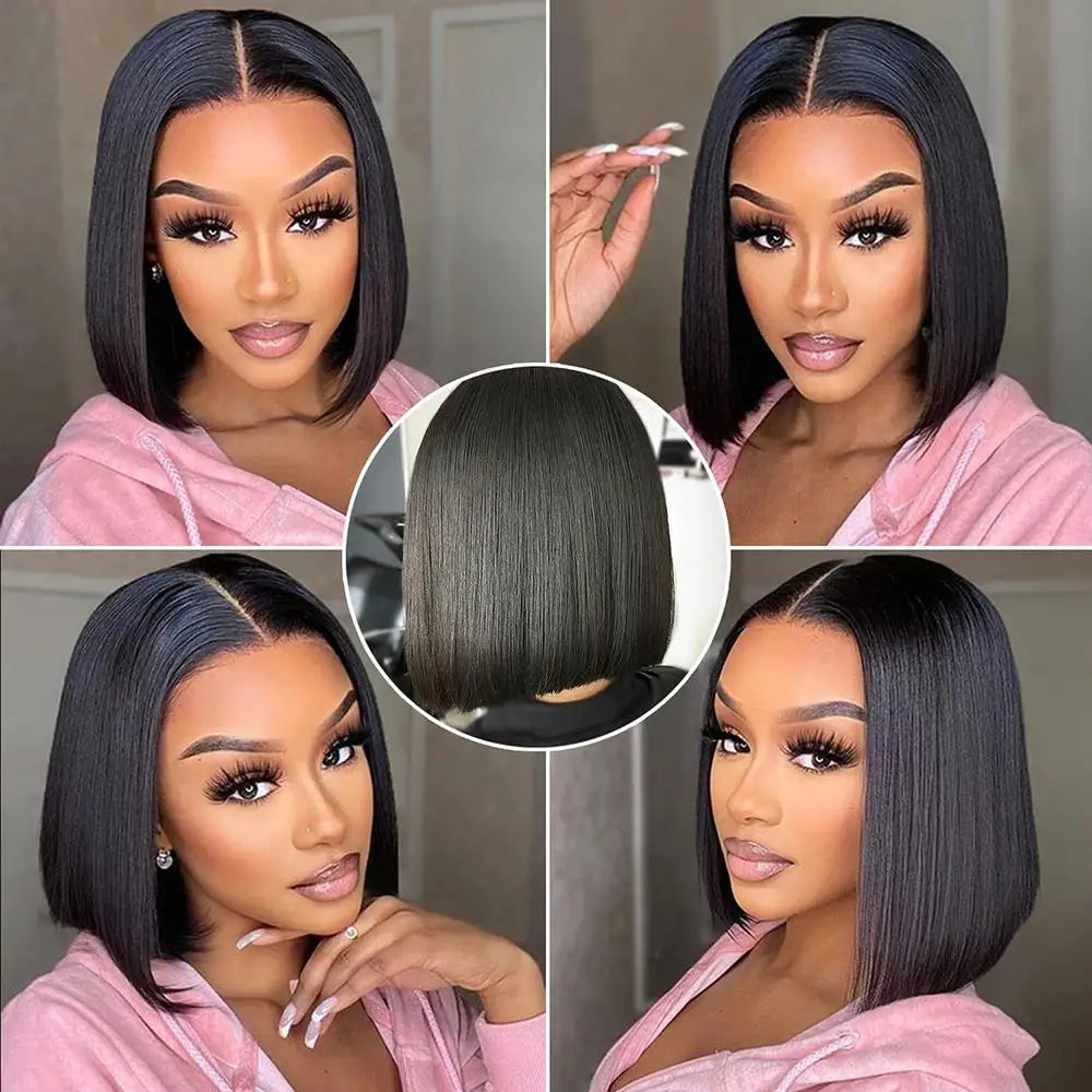 NEW Arrivals 13x4 Straight Lace Frontal Bob Wig 8-14 Inches Pre Plucked 100% Real Human Hair Wigs Brazilian Remy Bone Straight Bob Super Sale