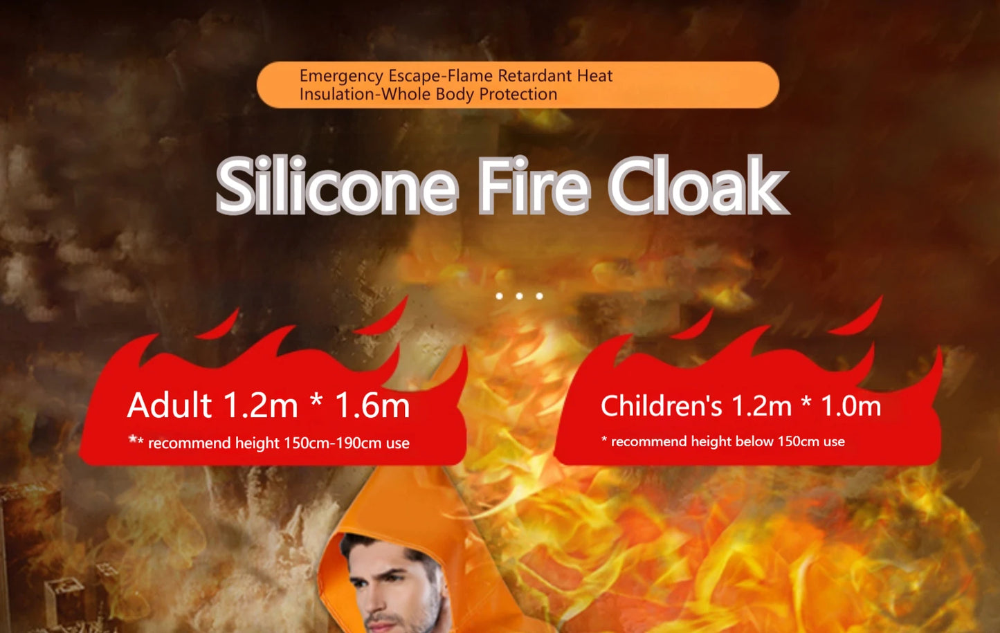 NEW Top Quality SOS Flame Retardant Cloak Emergency Survival Fire Blanket Double-Layer Fireproof Cloak Full Body Protection Heat Insulation
