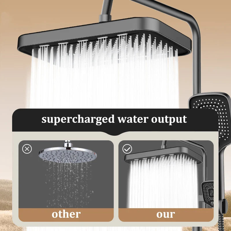 NEW 36CM Silver/Gray/Black Color Booster Top Spray Large Shower Head Square Thick Anti-Clogging Bathroom Household Shower Head Set Bathroom Accessories