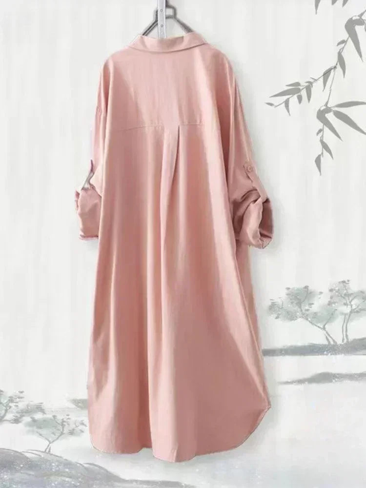 NEW Arrivals XL-5XL Plus Size 4 Colors Loose Breathable Blouses Midi Shirt Korean Casual Autumn Shirts Women Simple Solid Female Long Sleeved Shirts