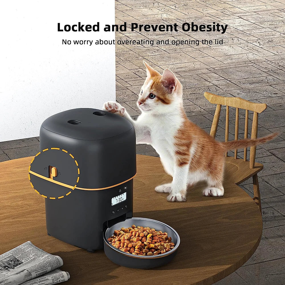 NEW Arrivals 5G Video Feeder 2L Button WI-FI Camera Automatic Cat Feeder Pet Smart Cat Food Dispenser Timer Stainless Steel Bowl Auto Feeder For Cats Dog Bowl Pets Supplies