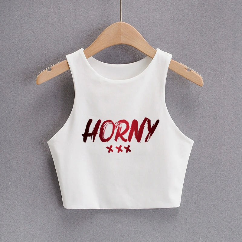 NEW Arrivals *HORNY XXX*Women Summer Fashion Sexy Slim Tops O-Neck Sleeveless Ladies High Quality Tank Top Outdoor Running Hiking Fitness Streetwear Girls Summer Beach Bar Tank Tops
