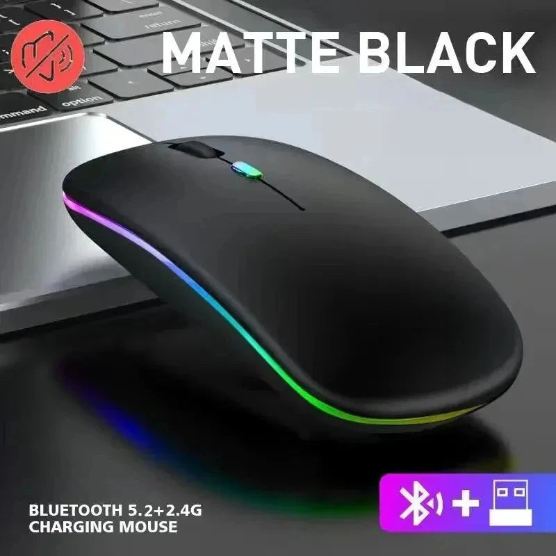 NEW Wireless Mouse Rechargeable Silent LED Backlit Mice PC Laptop Computer Mouse 2.4Ghz Receiver Bluetooth Dual Mode Optical Mice Computer Accessories Electronic Supplies