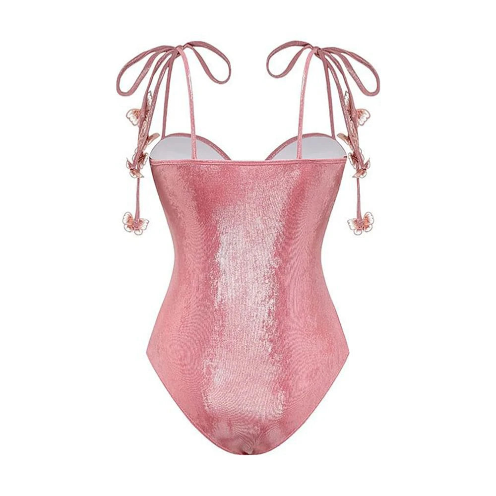 New Arrivals 1PC/2PCS Set Luxury Glossy Women Swimsuit and Skirt for Ladies One Shoulder 3D Flower Swimwear Female Shiny Monokini Beach Bathing Suit