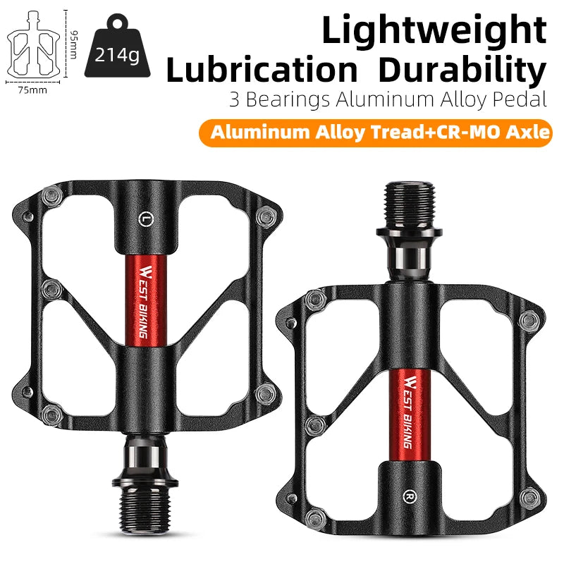 NEW Arrivals 3 Colors MTB Titanium Shaft Pedal Ultralight Mountain Bicycle Carbon Fiber Pedal 3 Bearings Road Bike Professional Pedal Anti-Slip Racing Cycling Pedals.