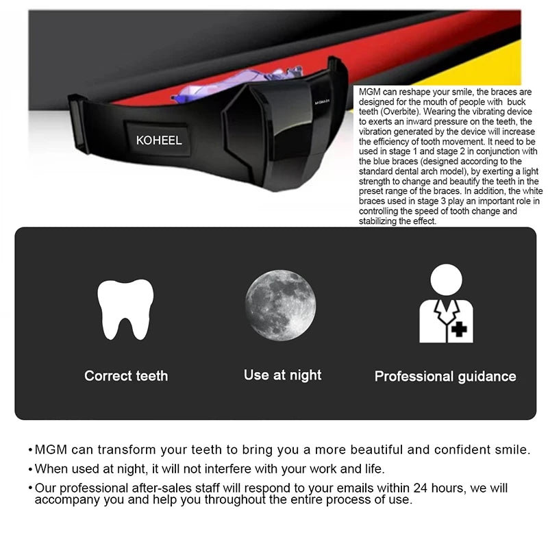 NEW Full Set MGM Teeth Straightener with Harmonic Vibration, Orthodontics Retainer and Teeth Aligner Braces
