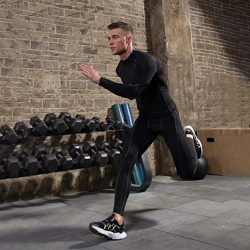 NEW Arrivals S-4XL Plus Size Men Sport T-Shirt Quick Dry Bodybuilding Running Cycling Shirt Long Sleeve Compression Top Gym T-Shirt Men Fitness Tight Blouse Sports Apparel Supplies