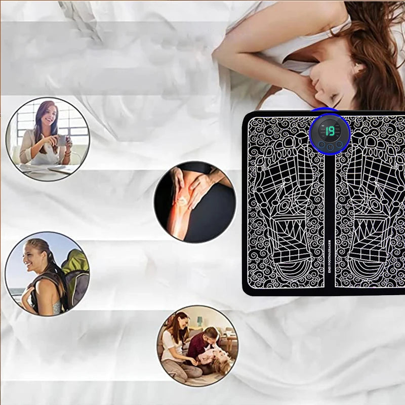 NEW Arrivals 19 Intensity & 8 Modes Electric Foot Massager Pad Muscle Massage Relaxation Trainer For Massage Fitness Outdoor Sport Home Family Relax Massage Accessories Health Care Supplies