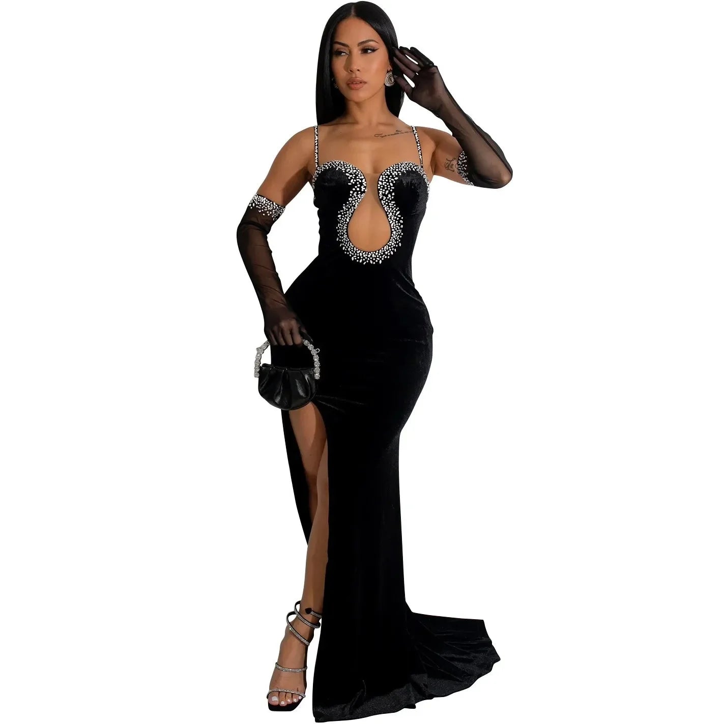 New Arrivals Velvet Rhinestones African Dresses For Women Femme Dashiki Africa Maxi Dress African Clothes Dashiki Ankara Dresses Ladies Luxury Fashion Clothing Supplies