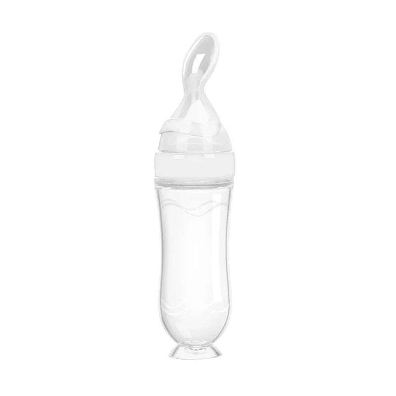NEW Arrivals Safe Useful Silicone Baby Bottle With Spoon Food Supplement Rice Cereal Bottles Squeeze Spoon Milk Feeding Bottle Cup
