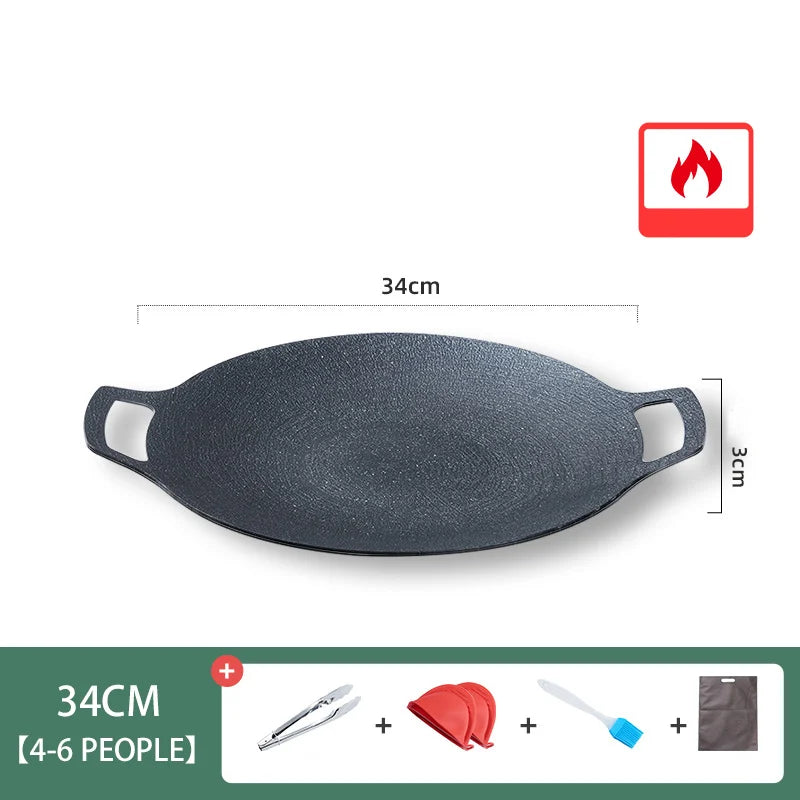 Grill Pan Round Non-Stick Barbeque Plate Outdoor Travel Camping Frying Pan Household Griddle Barbeque Accessories