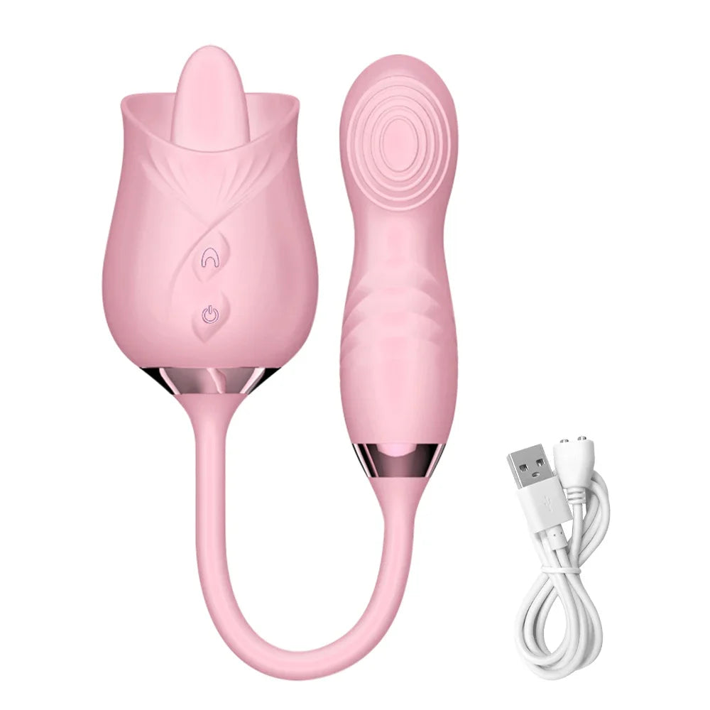NEW Arrivals Rose-Sucking Thrusting Dildo Vibrator for Women Masturbation Nipple Clit Stimulator Vibrating Egg Tongue Licking Clitoris Sucker Sex Toy