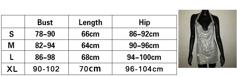 NEW Arrivals 7 Colors Luxury Crystal Rhinestone Sequins Mini Dress NEW Women Halter Backless Slit Metal Mesh Cocktail Evening Party Summer Beach Bar Night Clubwear Dresses