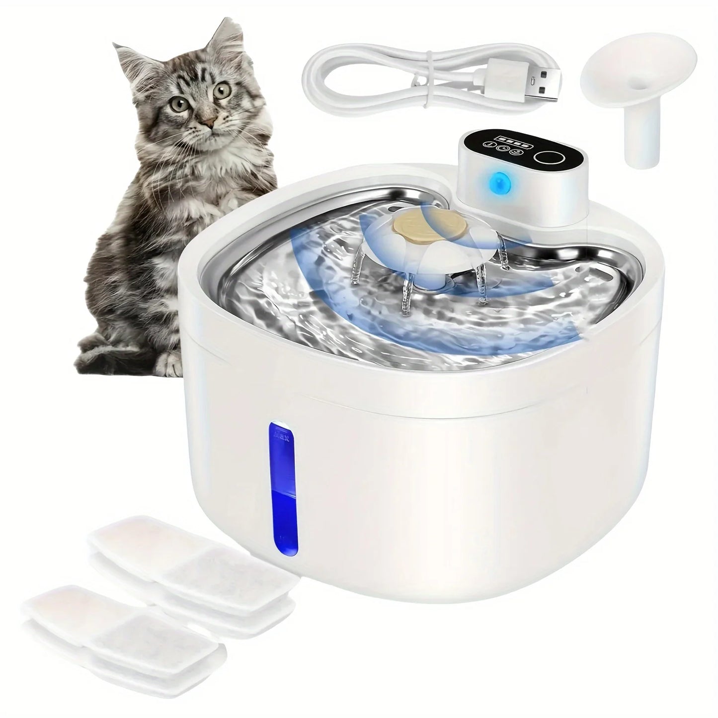 NEW Arrivals Pet Automatic Water Dispenser, Non Plug in Cat Water Dispenser, Stainless Steel Wireless Constant Temperature Water Dispenser Pets Supplies
