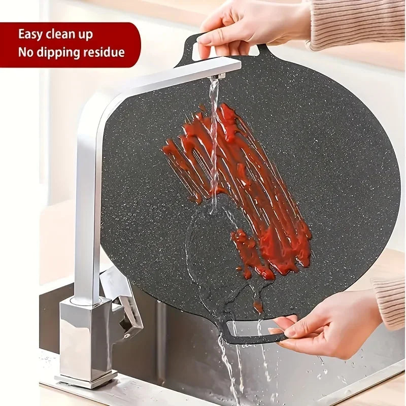 NEW Arrivals 32cm Non-Stick Roasting Pan Cast Iron Double Handled Crepe Stake Pan Round Griddle Grill Pan for Camping BBQ Round BBQ Griddle with Handle Kitchen Cooking Accessories Home Supplies