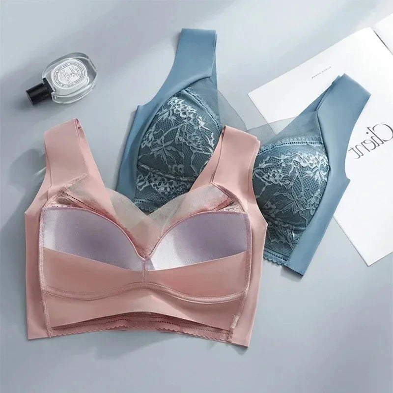 NEW Arrivals 3PCS Set 6 Colors/Patterns L-6XL(115KG) Women's Push Up Bralette Wireless Bras - 5cm Natural Lift, Seamless Lace Plus Size No Underwire Comfort