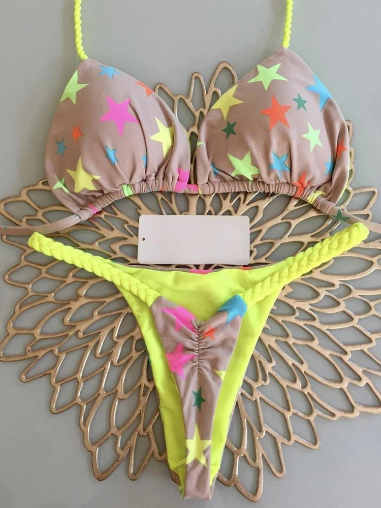 Swimwear Women Leopard Print Brazilian Bikini Set Sexy Thong Swimsuit Two Pieces Bathing Suit Women Beach Wear RUOTONGSEPT