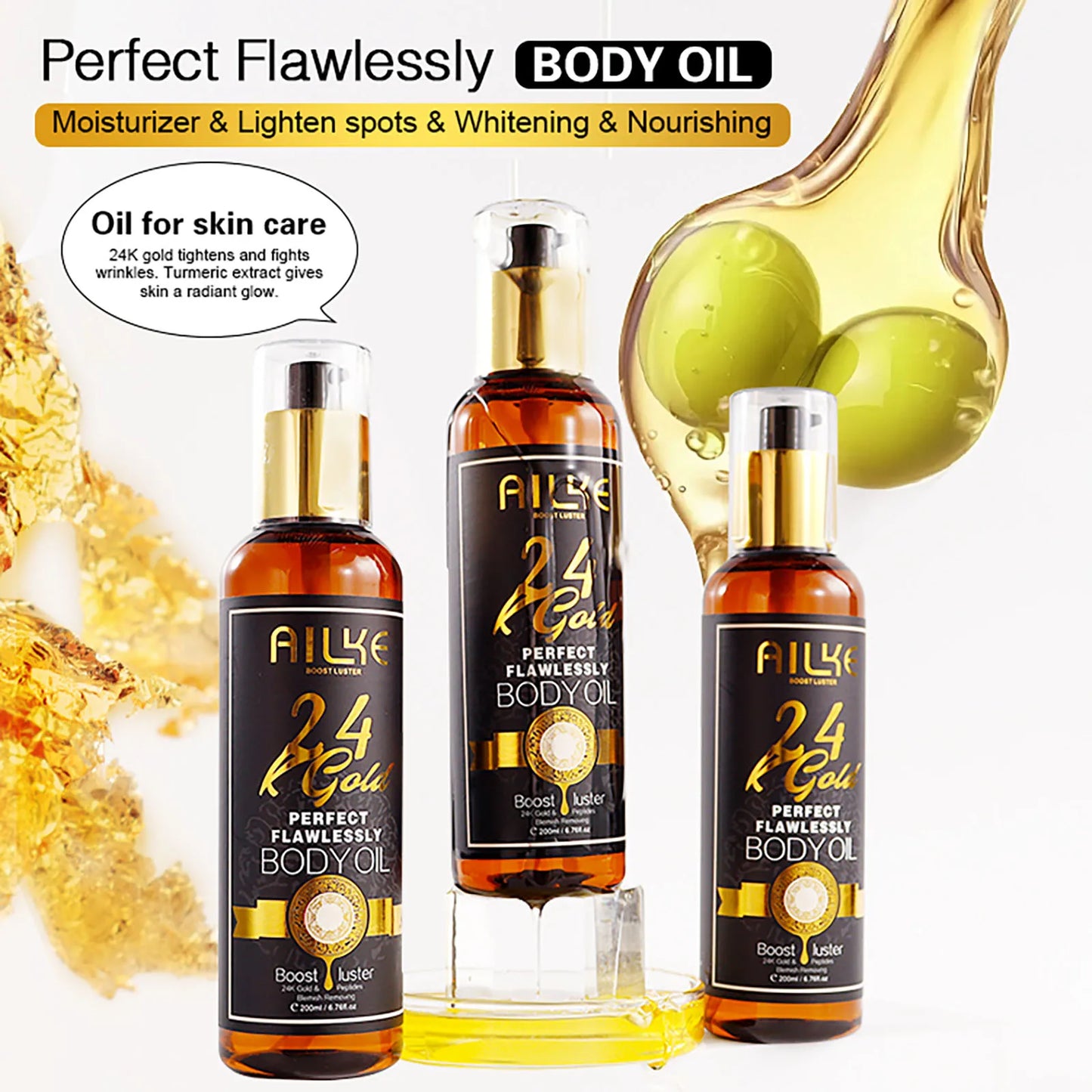 NEW Arrivals AILKE Korean Set 24K Gold Flawlessly Skin Care Range, Skin Whitener, Reduce Dark Spots, Melanin, Wrinkles, Moisturize, For Women & Men Skin Care Supplies