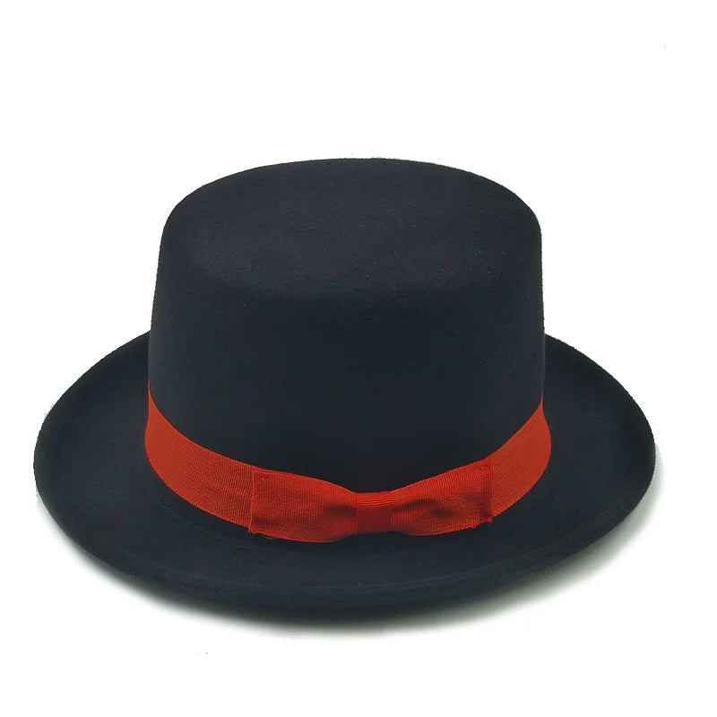 NEW Arrivals British President Men Luxury Top Hat Presidential High Hat British jazz Top Multi-Colors Hats Gentleman Evening Wedding Party Flat Felt Hat Formal Tuxedos Costume Apparel Accessories Male Luxury Fashion Clothing