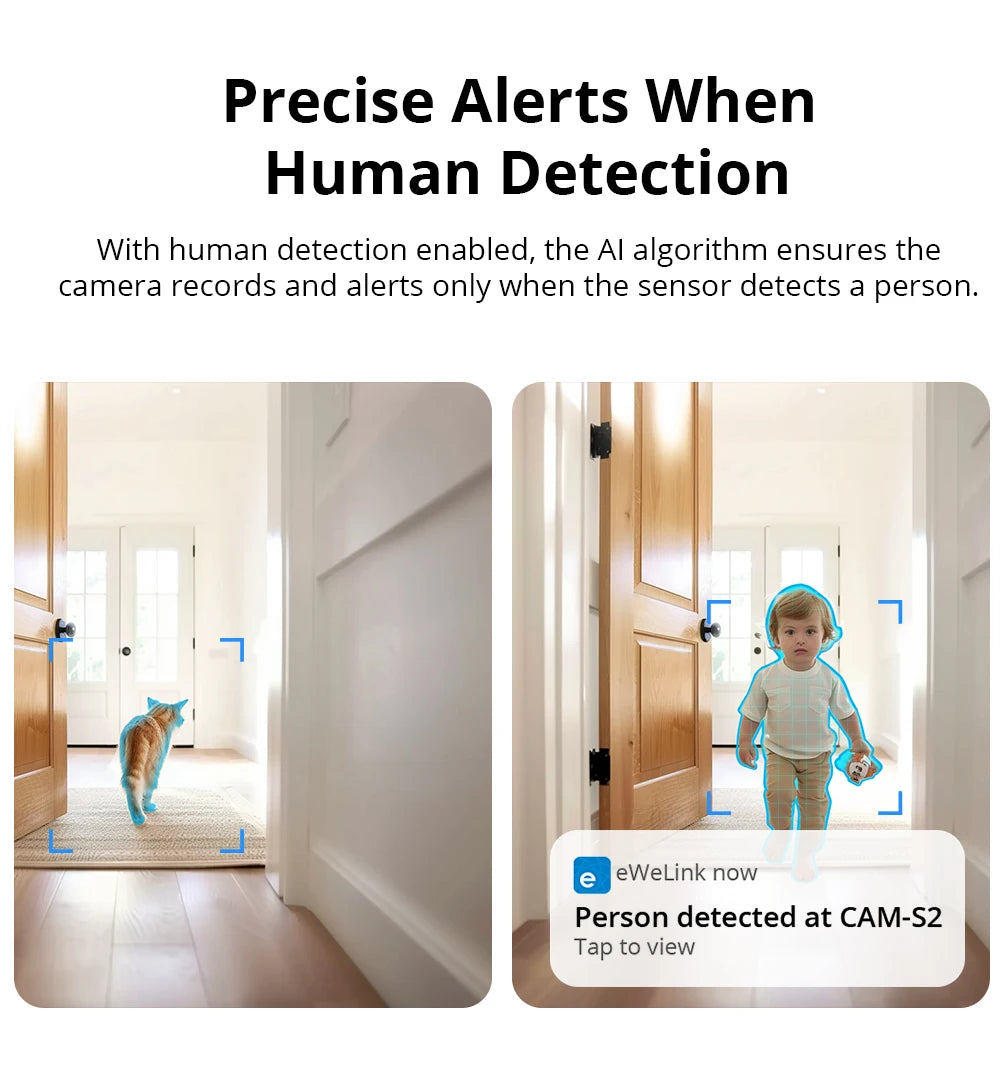 NEW Arrivals Top Quality Slim Gen2 Wi-Fi Smart Home Security Camera 1080P HD Human Sensor Motion Detection Two-Way Audio eWeLink APP Support Alexa Google Home Office Security Supplies