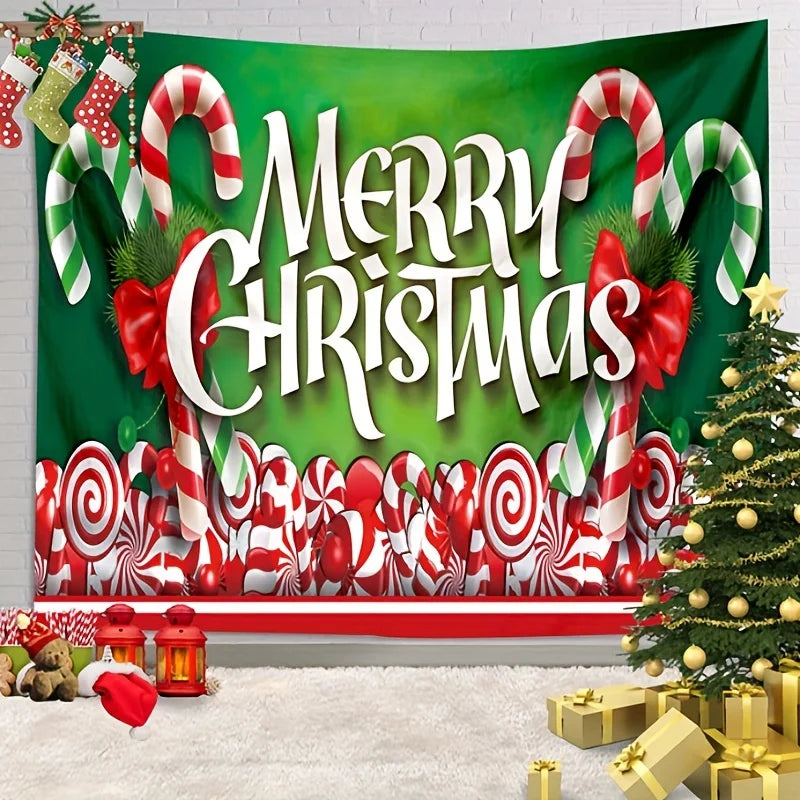 Large Size Christmas Background Cloth Outdoor Garage Door Sticker Tapestry Cloth Festive Party Decoration With Hanging Cloth