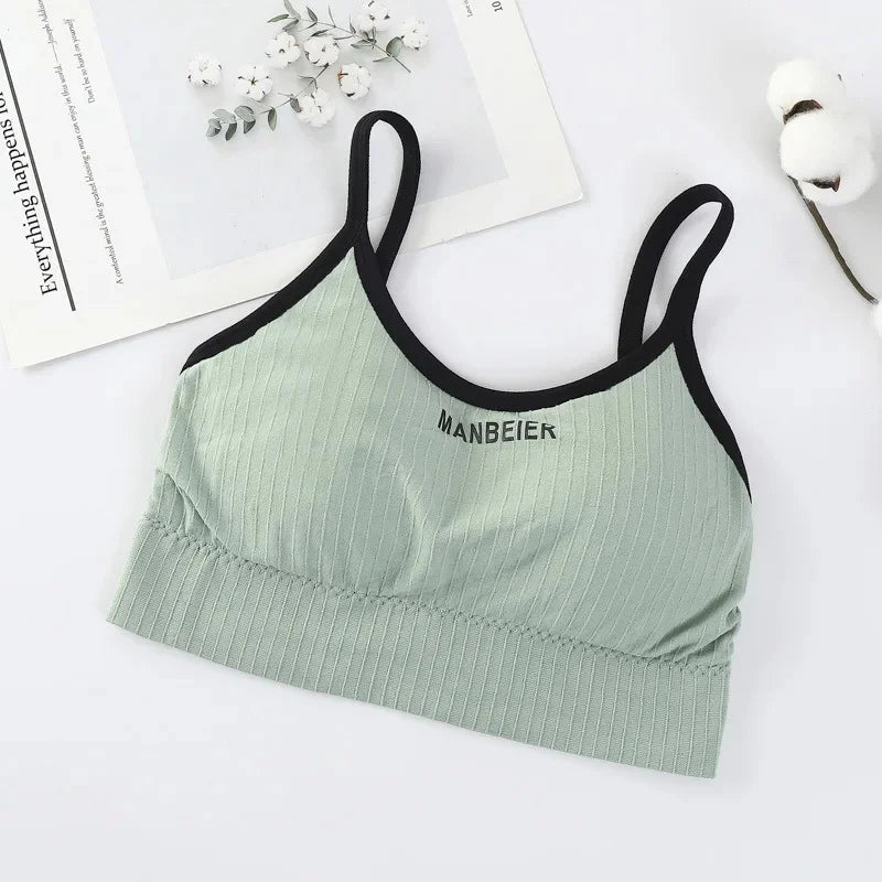 NEW Arrivals 12 Colors Girls Strapless Bra with Chest Pad Women's Outdoor Running Wear No Steel Ring Yoga Sports Wrap Chest Anti-Light Vest Beautiful Back Underwear