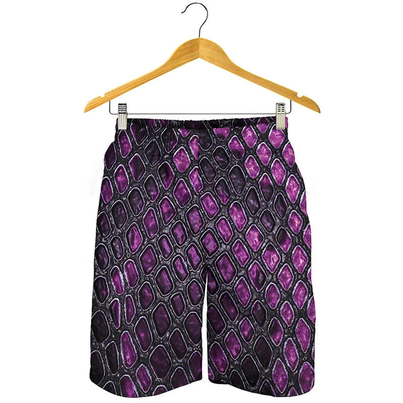 NEW Arrivals Men Summer Snakeskin Beach Shorts For Men Personality Animal 3D Swim Trunks Summer Board Shorts Loose Short Pants Streetwear Men Fashion Casual Apparel Accessories