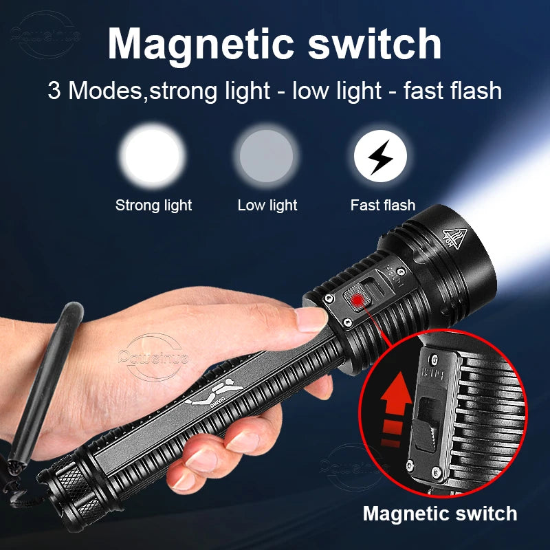 NEW Arrivals Top Quality 600000LM LED Scuba Dive Flashlight Super Bright Professional Diving 500M Underwater Lantern IPX8 Waterproof Fishing Flash Light Water Sports Supplies