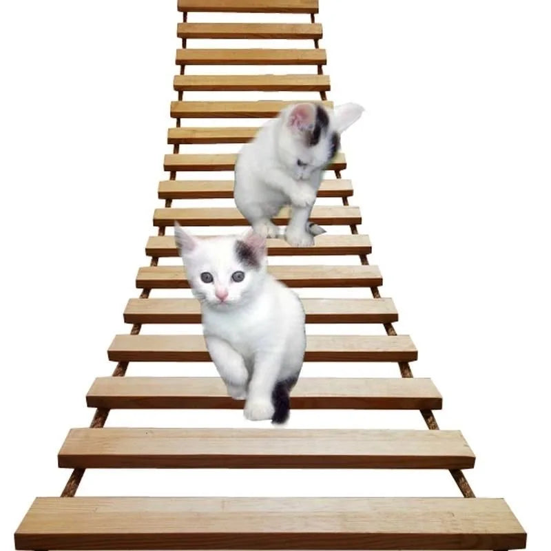 NEW Arrivals Cat Toys Wall-Mounted Activity Cat Wood Sisal Scratcher Climber Furniture Cat Bridge Rope Steps Kitten Climbing Ladder Kitten Post Wall Pets Training Interactive Toys Games Supplies