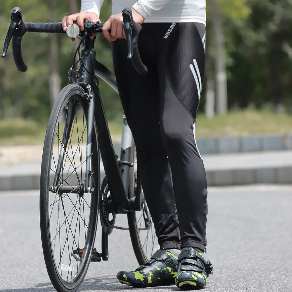 WOSAWE Men Autumn Tight Fitting Long Pants Cycling Shockproof 20D Gel Padded Tights MTB Bike Downhill Mountain Bicycle Leggings