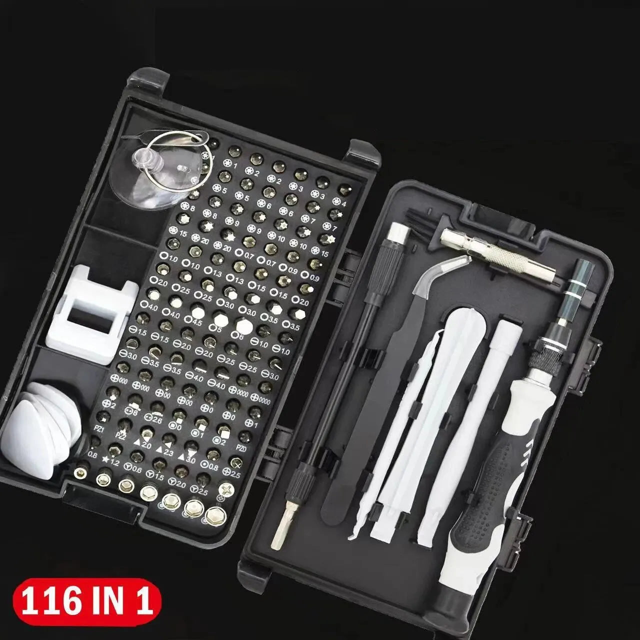 NEW Arrivals 116 in 1 Set Precision Screwdriver Set Magnetic Screw Driver Bit for iPhone PC Laptop Tablets Drones Watch Glasses Professional Repair Tool Kit Black Electronics Supplies