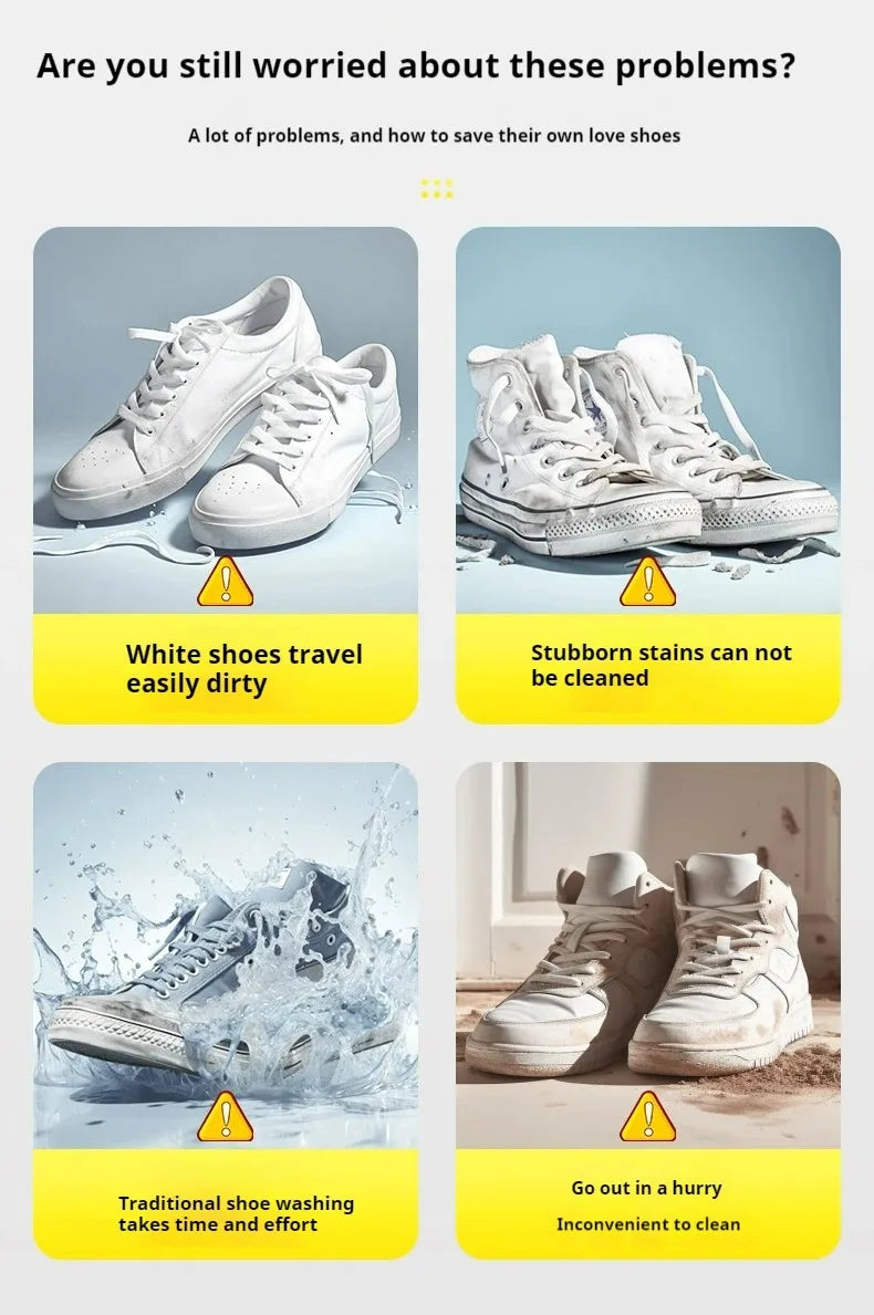 NEW 4PCS Set Sport Sneakers Shoes Cleaner Premium Water-Free Foam Sneaker Brush Towel Set Footwear Work on White Suede Boot 150ML Dry Cleaning Kit Sports Supplies