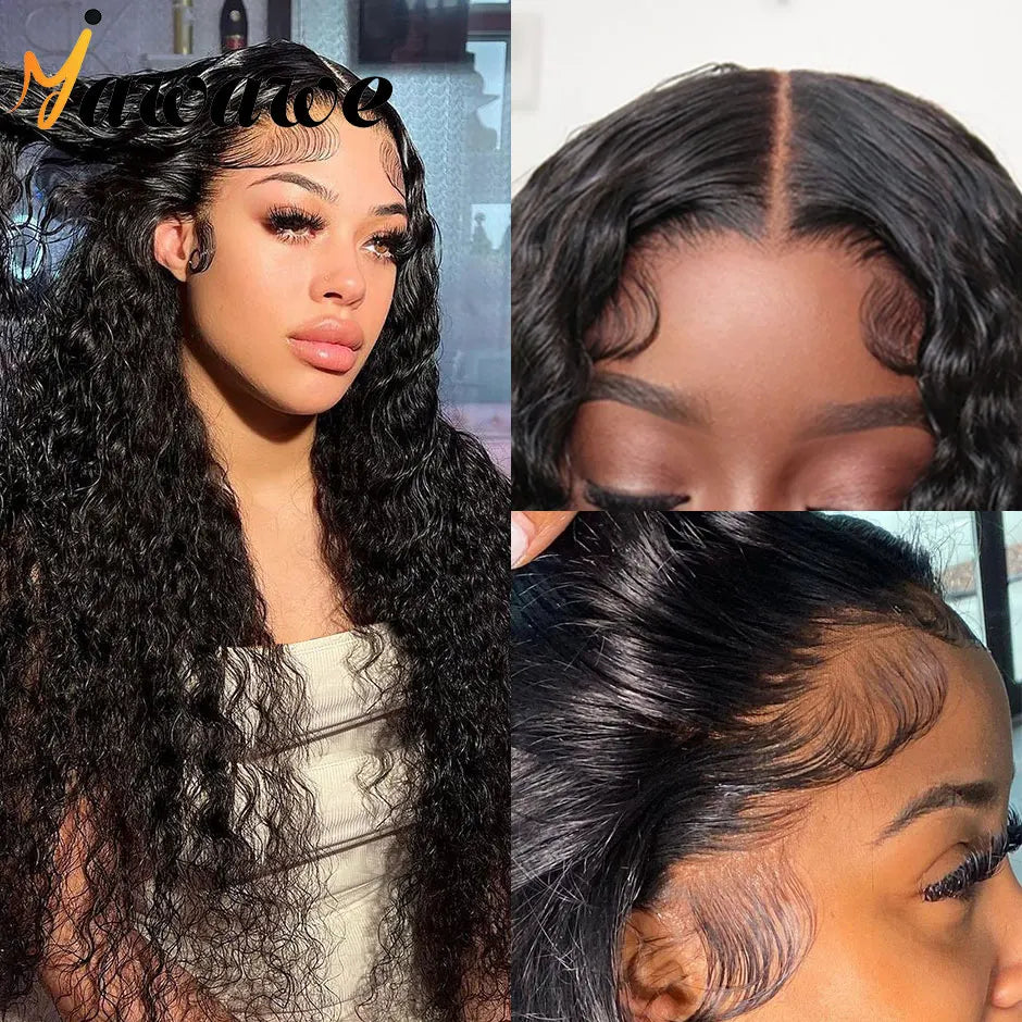 NEW Arrivals 20-32Inches Pre-Bleached Glueless Wig Human Natural Hair Ready To Wear Water Wave Pre-Plucked Lace Frontal Wigs For Women Curly HD Lace Wigs Girls Hair Care Accessories