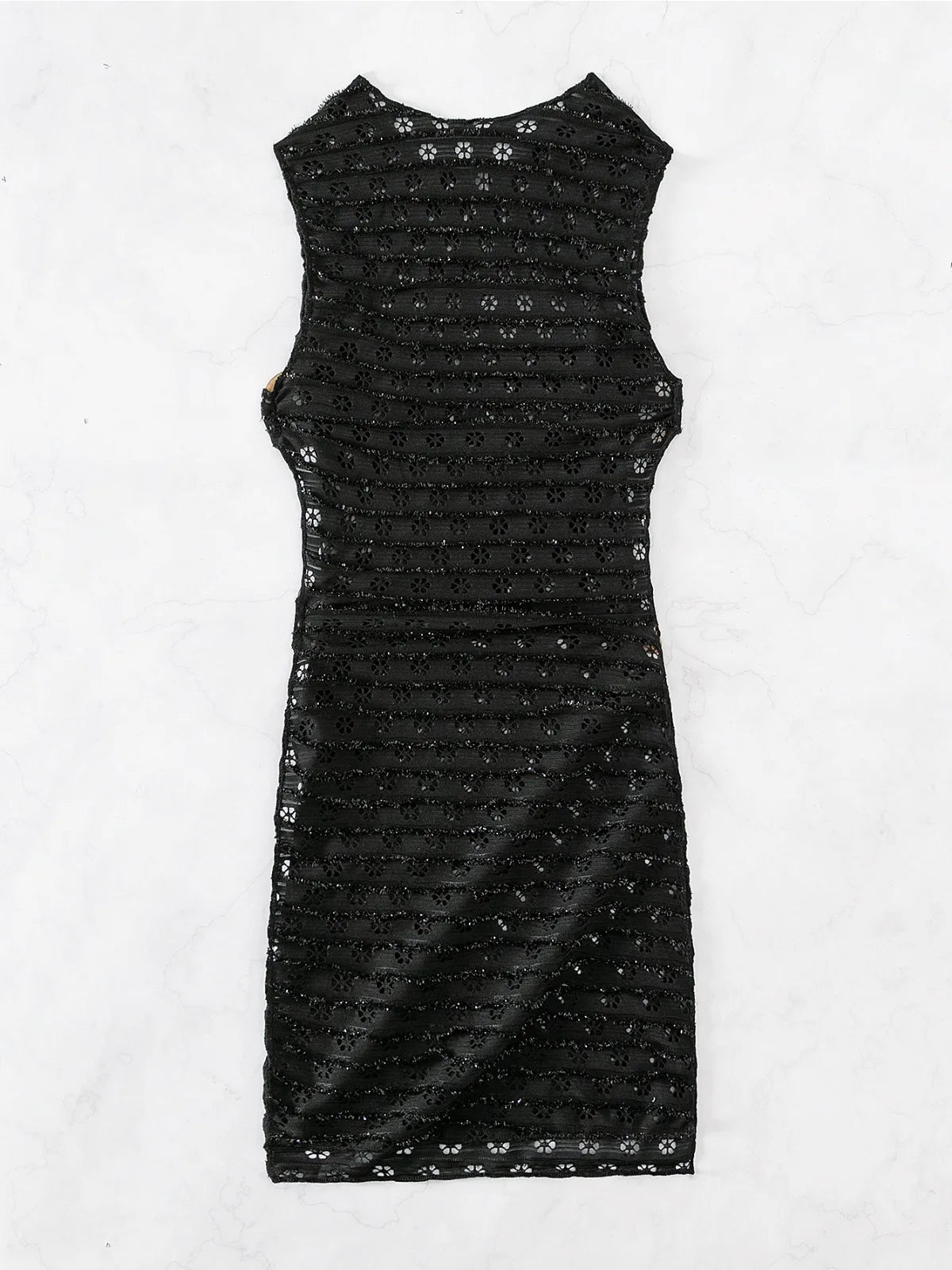 NEW Arrivals Sexy Black Sleeveless Mesh Cover-Ups Swimsuit for Women Ladies New Solid Color Black Strapless Bikini Beach Vacation Perspective Swimwear Girls Bathing Wear