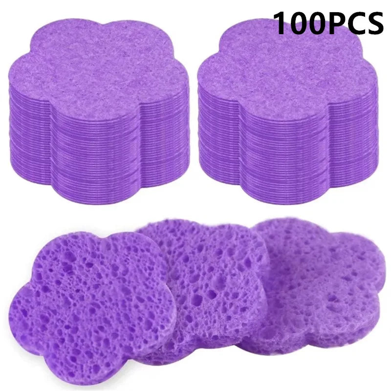 NEW Arrivals 50/100 PCS Set Reusable Facial Sponges Pad Heart Shape Compressed Facial Natural Facial Cleansing Pads Exfoliating For Cleansing Women Cosmetic Accessories