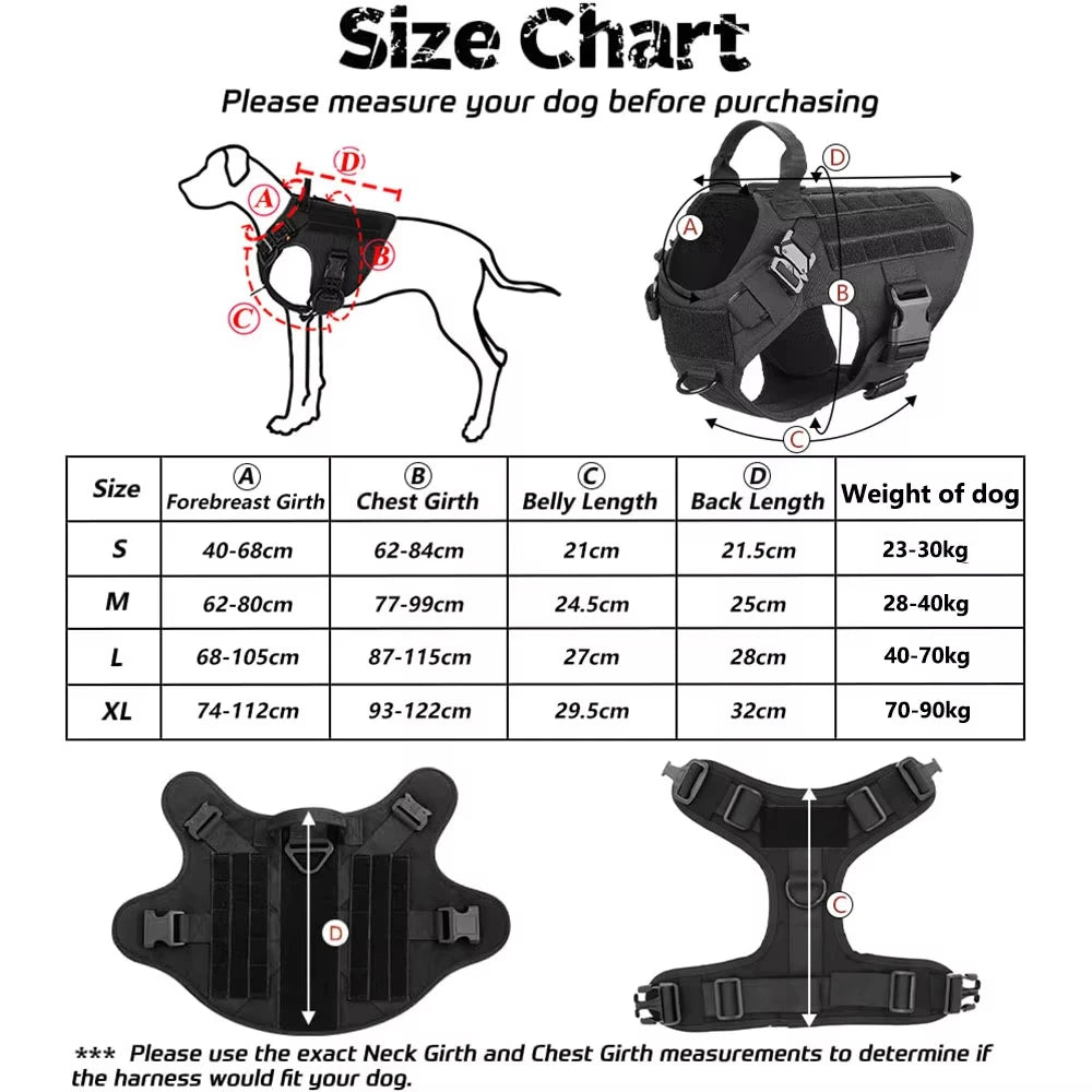 NEW Arrivals Tactical Dog Harness Adjustable Pet Chest Strap Working Training Easy Control Pet Vest-Type Service Traction Pets Supplies