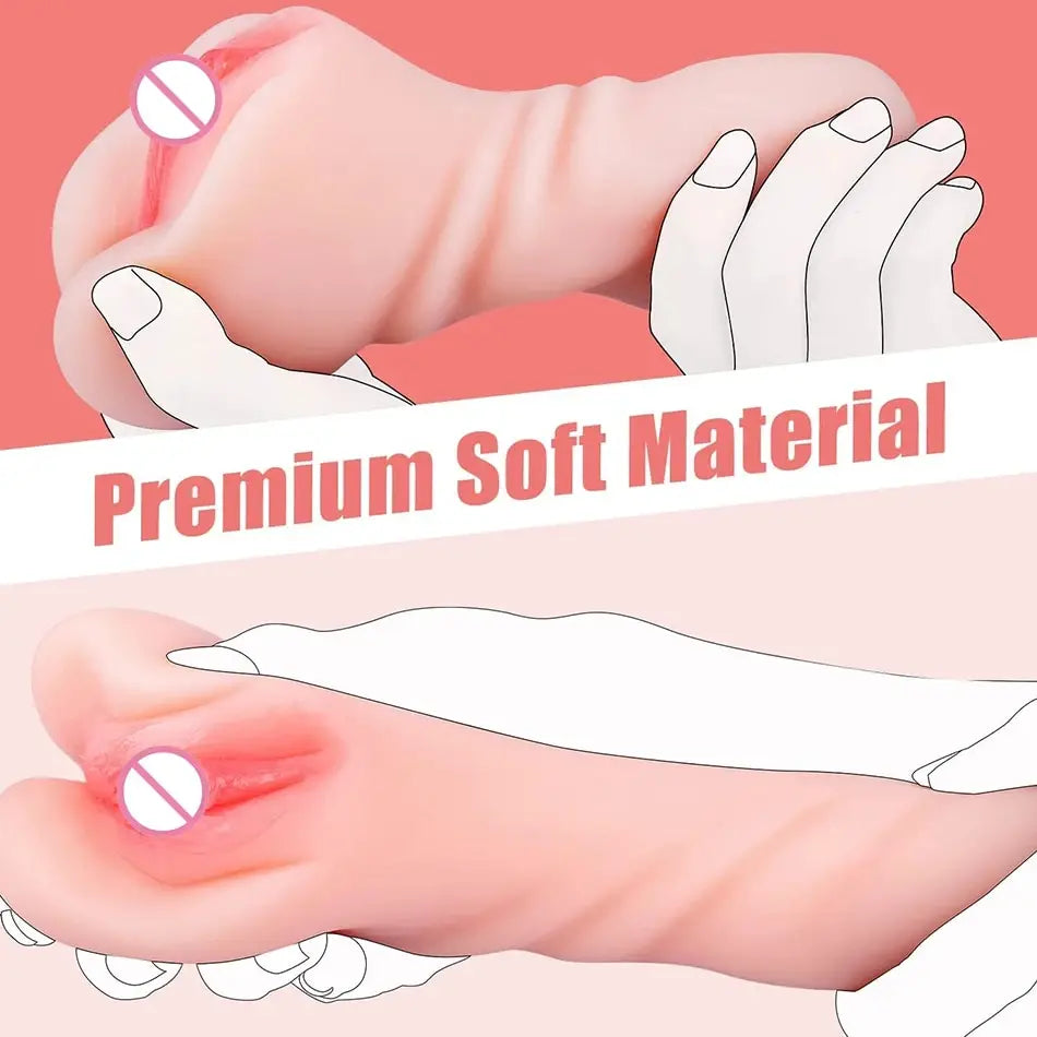 2 IN 1 Sex Toys Masturbation For Men Deep Thoat Artificial Real Pussy Oral Male MasturbatorBlowjob Realistic Rubber Vagina