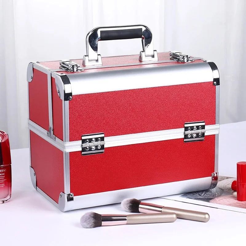 NEW Arrivals 8 Colors Make-Up Train Case Aluminum Alloy Case Pedicure Tool Box with Handle Cosmetic Box Portable Makeup Case Organizer