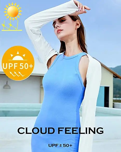 NEW Arrivals 5 Colors Summer Shawl Ice Long Sleeve Breathable Sun Protection Sunscreen Outdoor Sports Quick Drying Oversleeve Top Women Sports Clothing Supplies