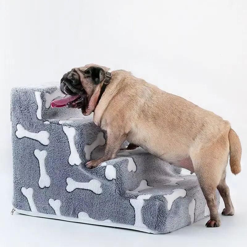 NEW 3/4 Steps Ladder Dogs Pets Bone Shape Puppy Stairs Beside The Sofa Bed Ramp for Dogs Protecting Pet Joint Safety Stairs for Elderly Dogs Pets Furniture Supplies