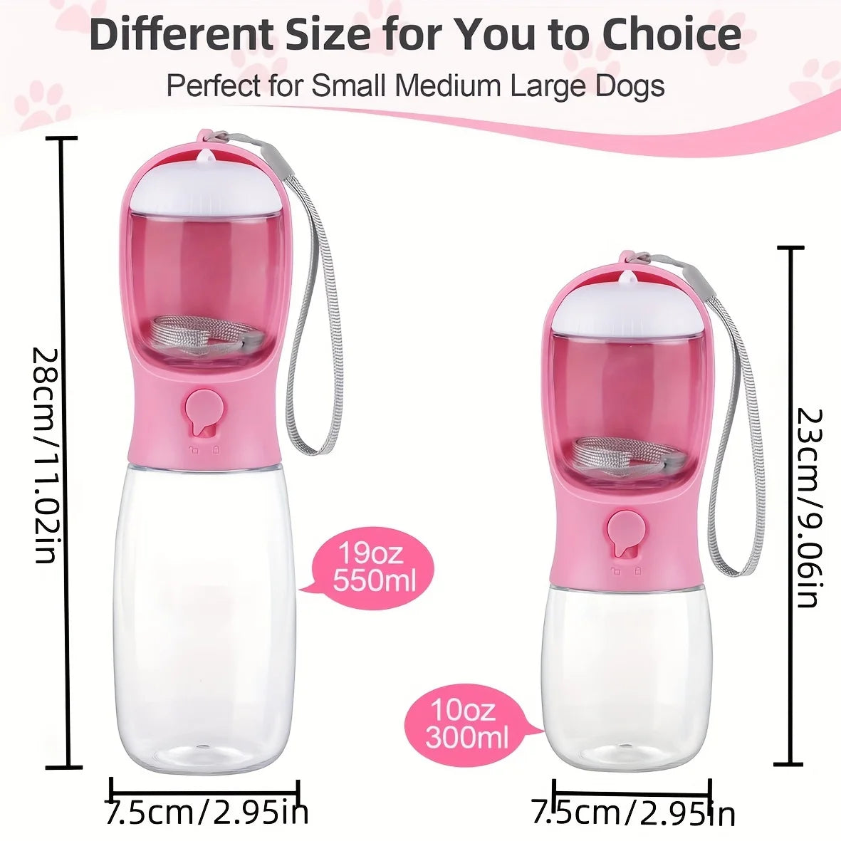 NEW Arrivals Dog Cat Water Bottle, Portable Pet Water Bottle with Food Container, Outdoor Hiking Running Travel Water Dispenser, Leak Proof Water Bottles for Dogs Cats Pets Supplies