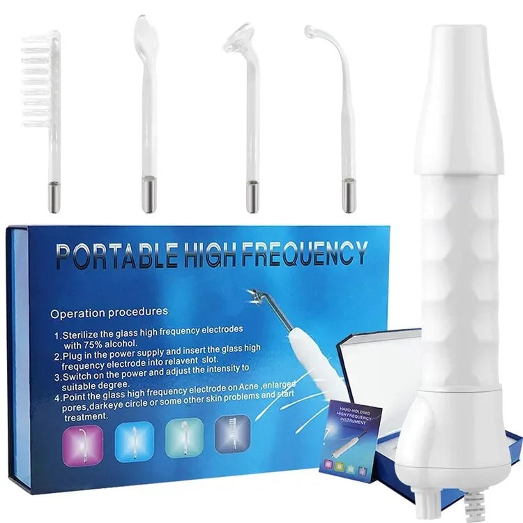 NEW 4 In 1 Set Portable Handheld High Frequency Skin Therapy Wand Machine for Acne Treatment Skin Tightening Wrinkle Reducing Women Skin Care Supplies